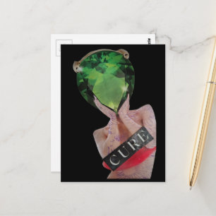 Green Surreal Gemstone Lady Collage Postcard