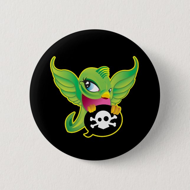 Green Swallow 6 Cm Round Badge (Front)