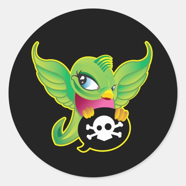 Green Swallow Classic Round Sticker (Front)