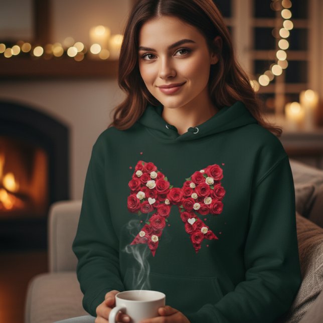 Green Sweatshirt with Bow and Red Roses  (Creator Uploaded)