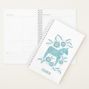 Green Swedish Dala Horse Custom Name Planner