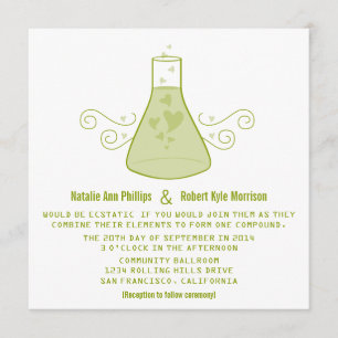 Green Sweet Chemistry Wedding Invite