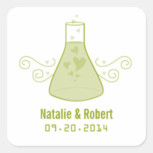 Green Sweet Chemistry Wedding Stickers