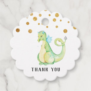 * Green Sweet Dragon Baby Shower Cute Thank You Favour Tags