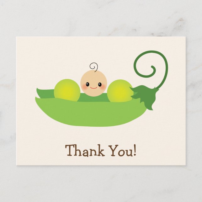 Green Sweet Pea Baby Shower Thank You Postcard (Front)