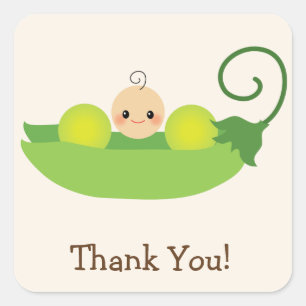 Green Sweet Pea Baby Shower Thank You Square Sticker