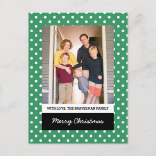 Green Sweet Polka Dot Holiday Photo Postcard