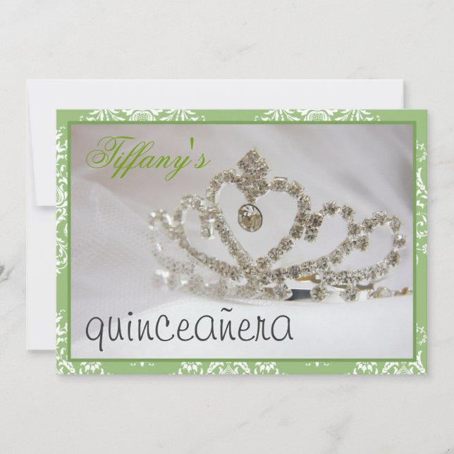 green Sweet Sixteen or quinceañera party Invitation (Front)