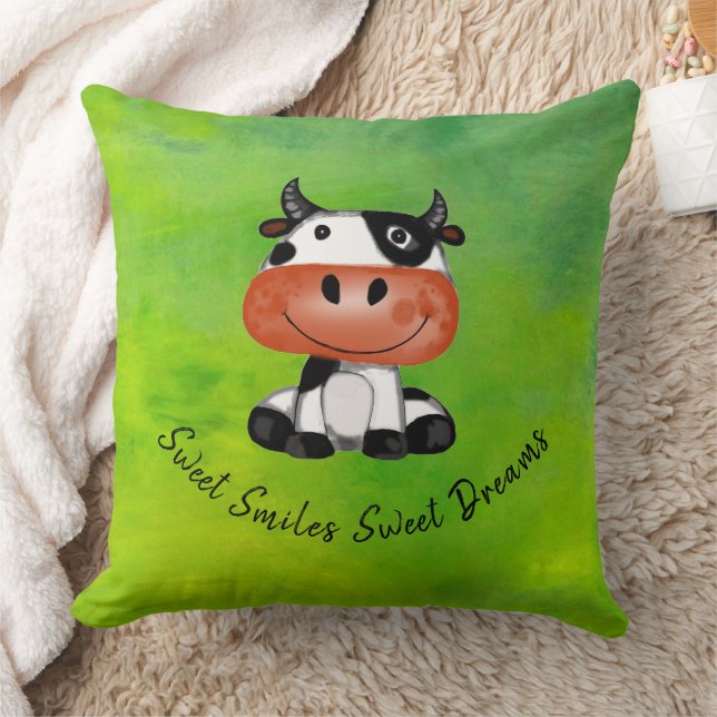 Green Sweet Smiles - Sweet Dreams Throw Pillow (Blanket)