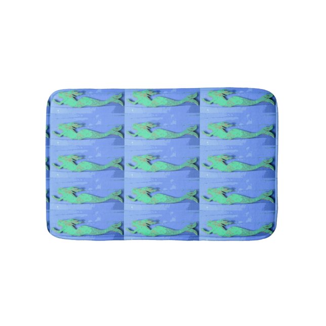green swimming  mermaids bath mat (Front)
