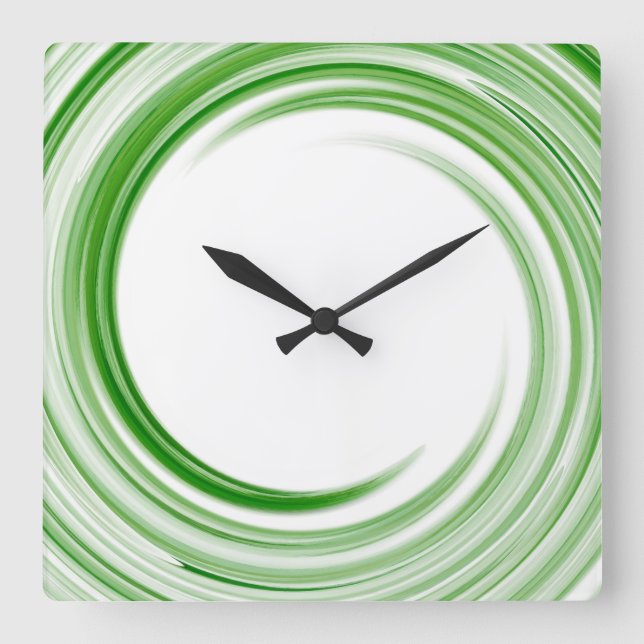Green Swirl Abstract Art #3 Square Wall Clock (Front)