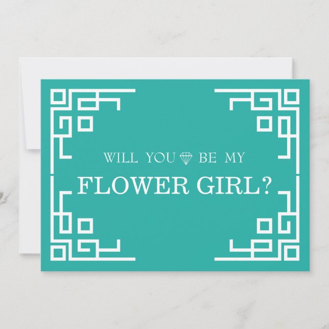 Green Swirl Border Cute Will You Be My Flower Girl Invitation (Front)
