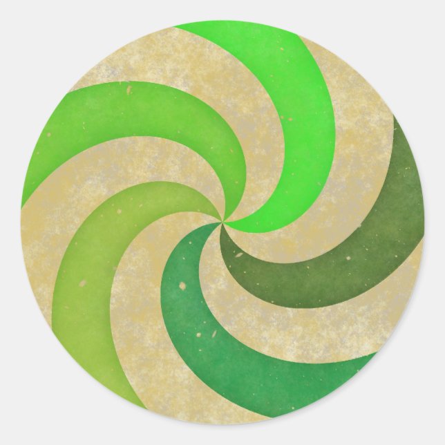 Green swirl classic round sticker (Front)