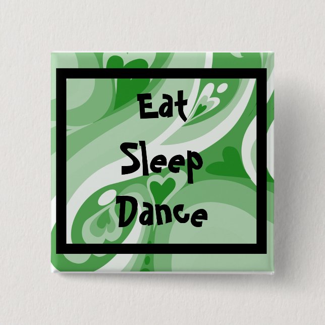 Green Swirl, EatSleepDance 15 Cm Square Badge (Front)
