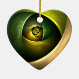 Green Swirl Floral Modern Abstract Art Pattern #23 Ceramic Tree Decoration