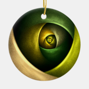 Green Swirl Floral Modern Abstract Art Pattern #23 Ceramic Tree Decoration