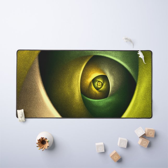 Green Swirl Floral Modern Abstract Art Pattern #23 Desk Mat (Kids Table)