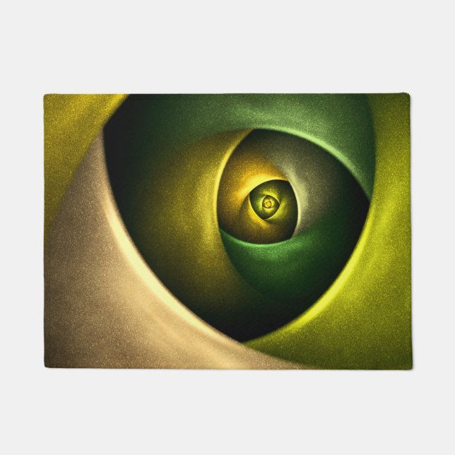 Green Swirl Floral Modern Abstract Art Pattern #23 Doormat (Front)