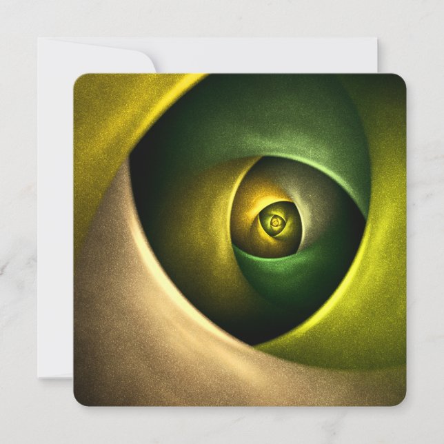 Green Swirl Floral Modern Abstract Art Pattern #23 Invitation (Front)