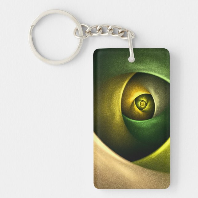 Green Swirl Floral Modern Abstract Art Pattern #23 Key Ring (Front)