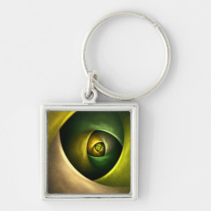 Green Swirl Floral Modern Abstract Art Pattern #23 Key Ring