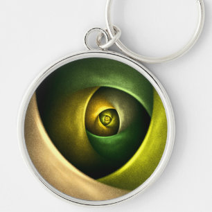 Green Swirl Floral Modern Abstract Art Pattern #23 Key Ring