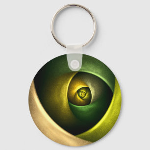 Green Swirl Floral Modern Abstract Art Pattern #23 Key Ring