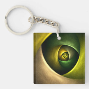 Green Swirl Floral Modern Abstract Art Pattern #23 Key Ring
