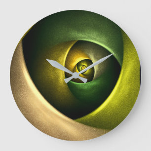 Green Swirl Floral Modern Abstract Art Pattern #23 Large Clock