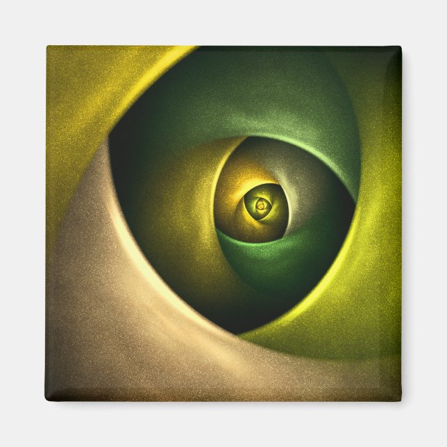 Green Swirl Floral Modern Abstract Art Pattern #23 Magnet (Front)