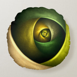 Green Swirl Floral Modern Abstract Art Pattern #23 Round Cushion