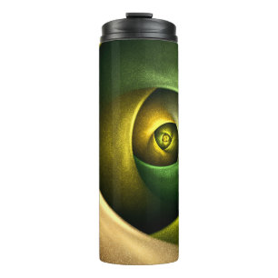 Green Swirl Floral Modern Abstract Art Pattern #23 Thermal Tumbler