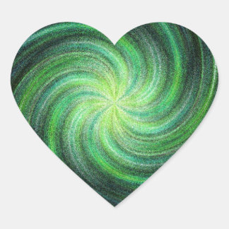 Green Swirl Heart Sticker