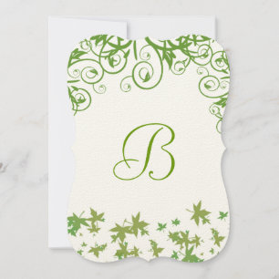 Green Swirl Leaf Tree Wedding Invitation
