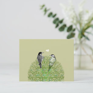 Green Swirl Love RSVP with Vintage Birds Card