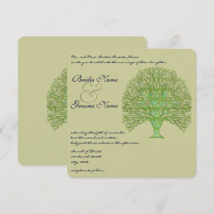 Green Swirl Love Tree Wedding Invitation