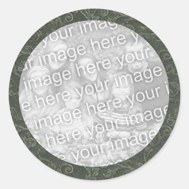 Green Swirl Photo Sticker Template (Front)