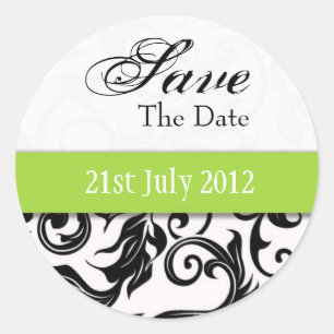 Green Swirl Save The Date Sticker