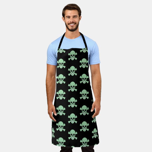 Green Swirl Skull And Crossbones Apron (Worn)