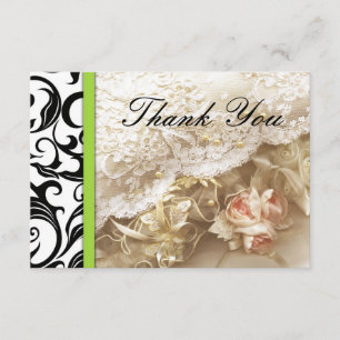 Green Swirl Wedding Thank You Card