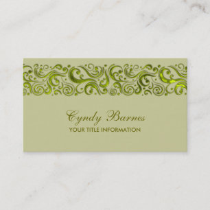 Green Swirlie Border on Any Colour Business Card