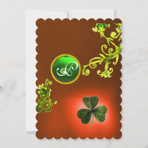 GREEN SWIRLS AND SHAMROCK ST PATRICK'S DAY PARTY INVITATION