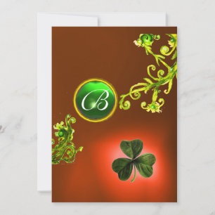 GREEN SWIRLS AND SHAMROCK ST PATRICK'S DAY PARTY INVITATION