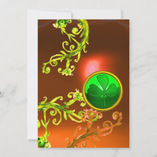 GREEN SWIRLS AND SHAMROCK ST PATRICK'S DAY PARTY INVITATION