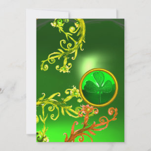 GREEN SWIRLS AND SHAMROCK ST PATRICK'S DAY PARTY INVITATION
