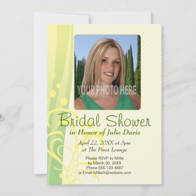 Green Swirls Bridal Shower Invitation (Front)