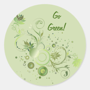 Green Swirls Classic Round Sticker