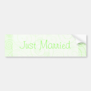 Green Swirls Just Married Bumper Sticker