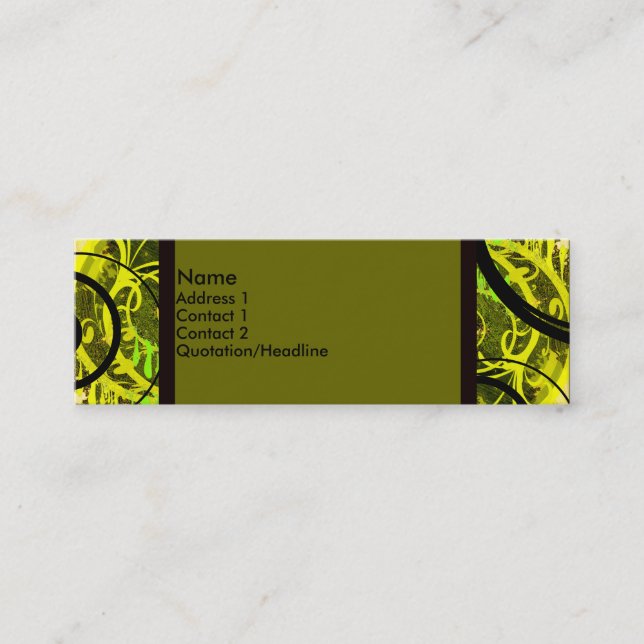 Green Swirls Mini Business Card (Front)
