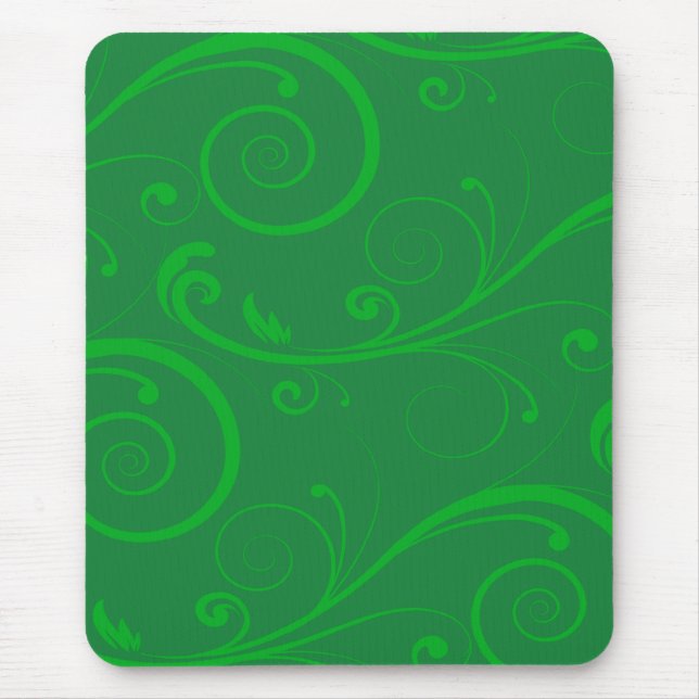 Green Swirls Mouse Mat (Front)